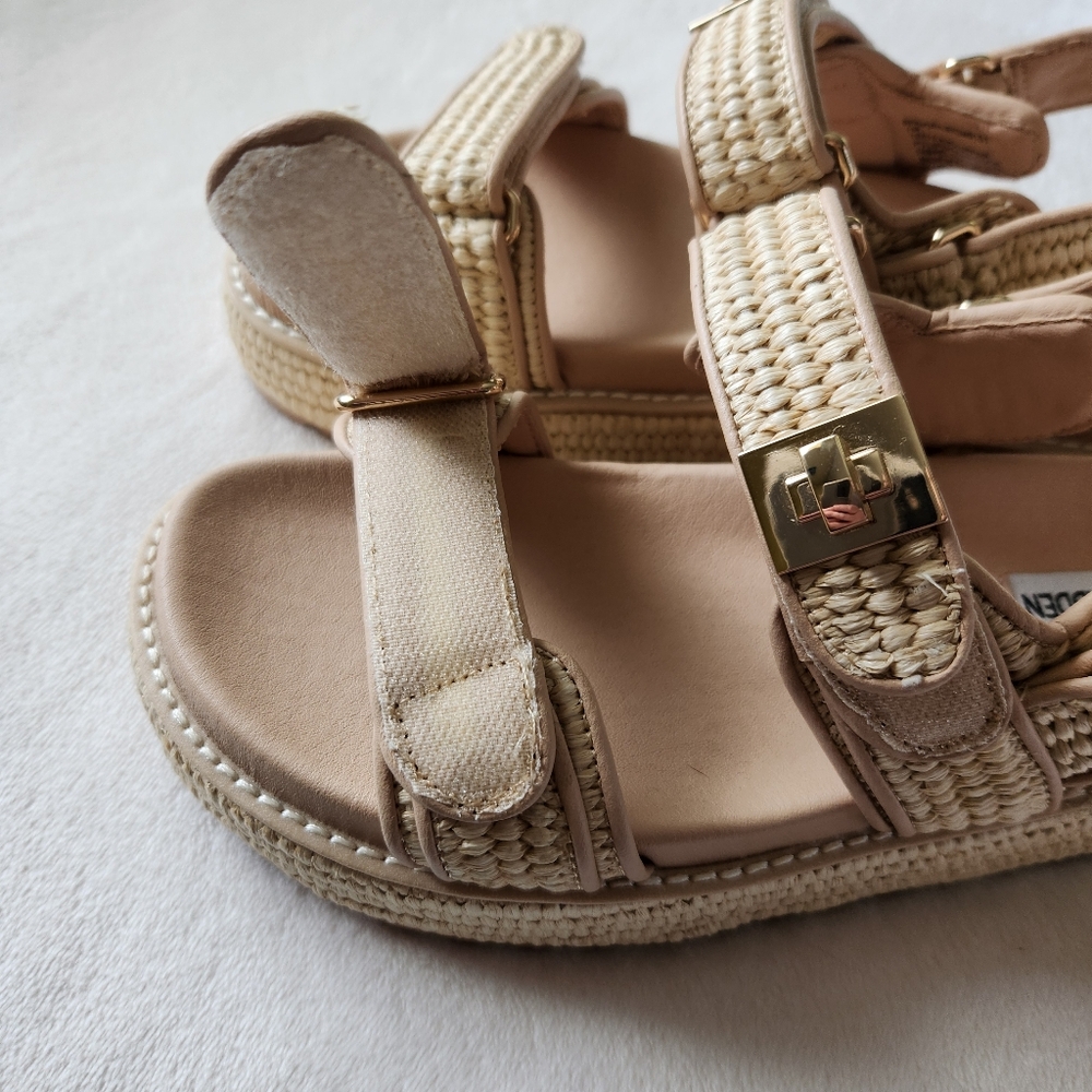 NEW!Steve Madden Woven Platform Sandals w Gold SIZE 7 - Picture 5 of 12